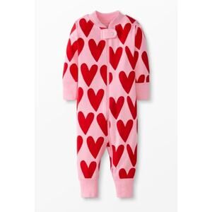 Hanna Andersson Baby Girl Heart Print Zip Sleeper Pajamas Organic Cotton 18-24m